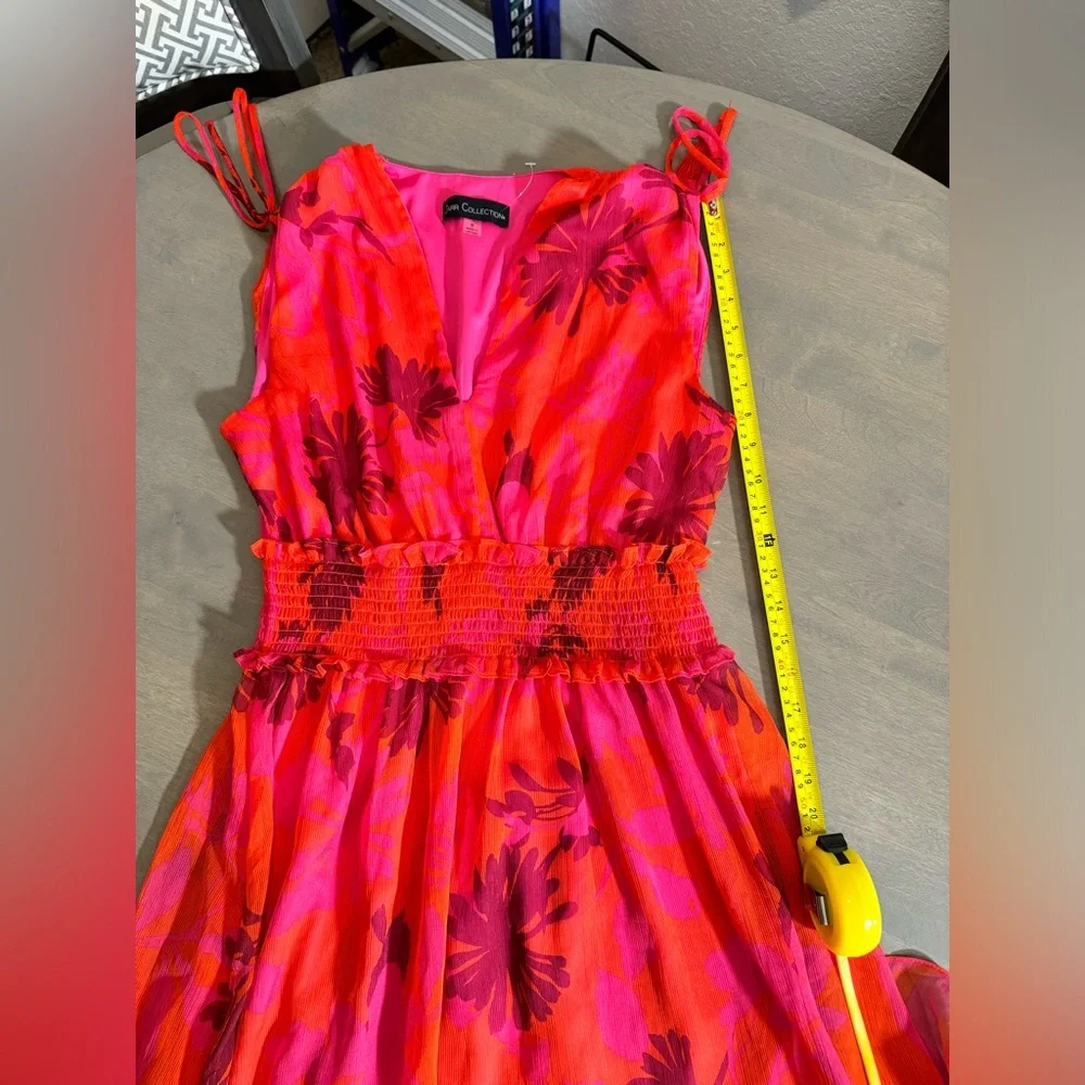 Red Pleated Tie Front Maxi Sundress - Picture 11 of 13